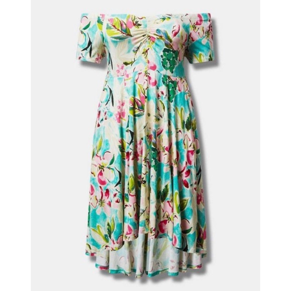 🆕 Floral Supersoft Off Shoulder Skater Dress 1 1X 14 16 NWT Torrid New! - Picture 5 of 6